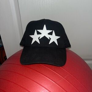 Amiri Trucker Snapback Hat 3 Star Black White Cap